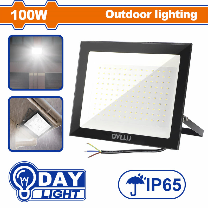 Lampara Reflectora LED 100W 6000K 110-240V ~ 50 / 60Hz. Luz Cálida. IP65. Sin enchufe. Luz de Inundación.