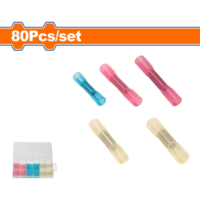 Conectores termoencojibles Termorretráctiles en forma de tubo. Colores surtidos. Set de 80 piezas. Fundas.