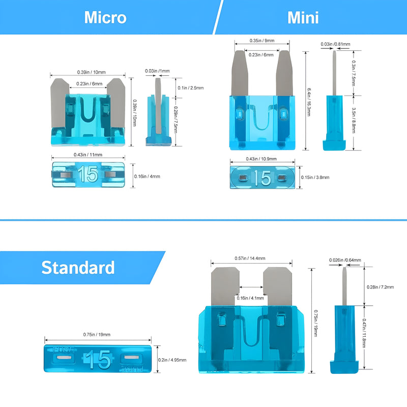 Fusibles para carro surtidos, Kit completo de 300 pcs mini, estándar, micro y extractor. automotriz