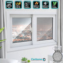 Ventana Corredera UPVC Blanca 90x90cm Anti UV  Vidrio de seguridad Templado 5mm (5 años de Garantía) Incluye malla mosquitera y Kit de ventana Francesa