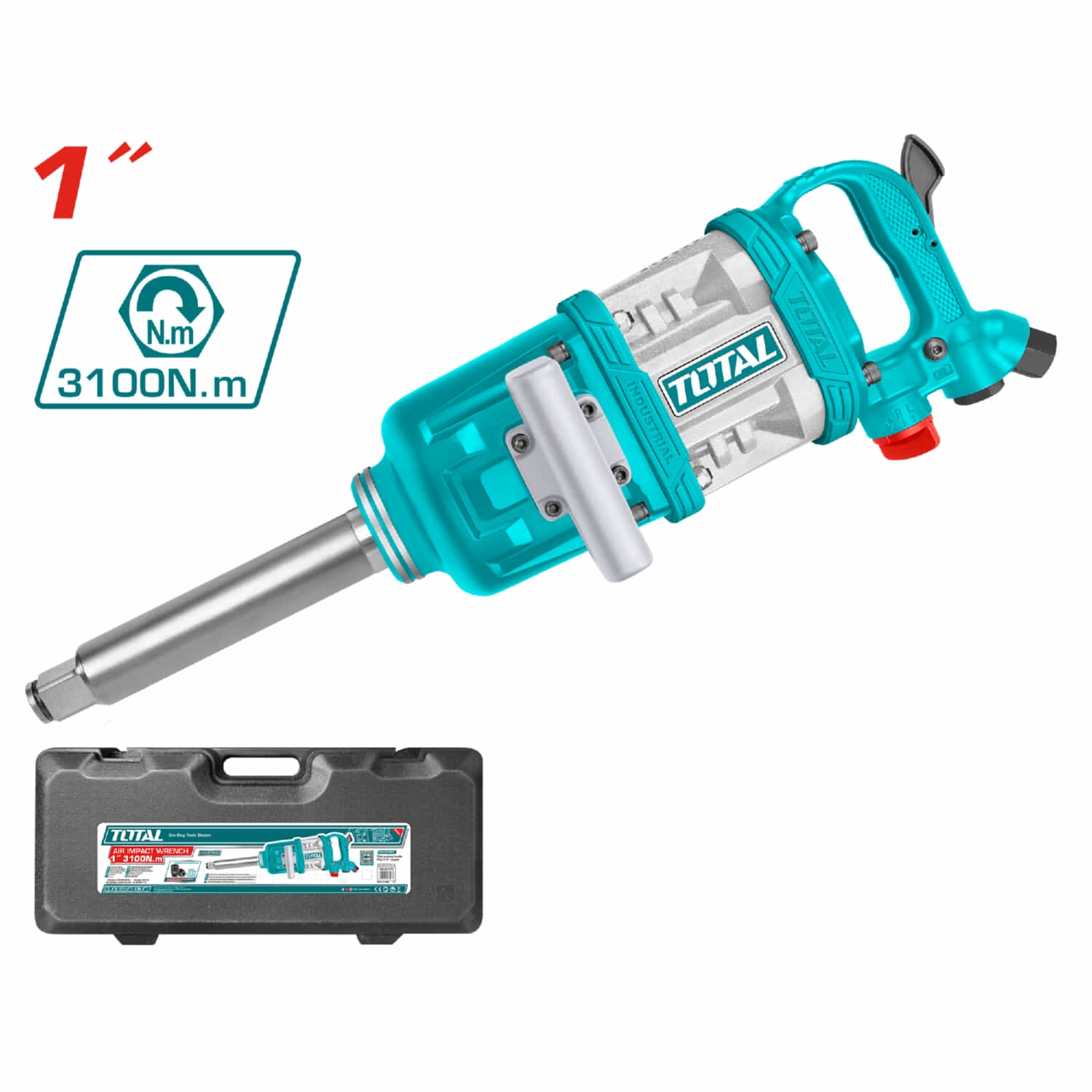 Llave de impacto neumática 1" Velocidad sin carga: 3600 rpm Max.torque:3100Nm(2300ft)(1 año)