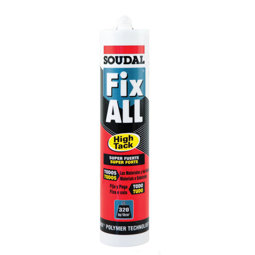 High Tack Fix All SOUDAL (viscosidad media) pegamento alta adherencia y resistencia blanco 290ml
