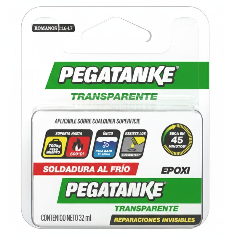 PEGATANKE TRANSPARENTE, 32CC SOLDADURA AL FRIO, SECADO 45 MIN AL SOL