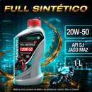 ACEITE PARA MOTO 20W-50 API SJ JASO MA2 FULL SINTETICO PARA MOTOCICLETAS 4T (1 LT).
