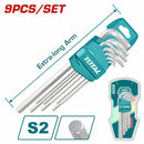 Juego 9pza de llave allen Cr-V.1.5-10mm brazos extra largos.