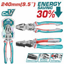 Alicate de combinacion 9.5"/240mm Cr-V. De alto apalancamiento ahorran el 30% de la fuerza aplicada.