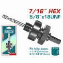 Mandril para brocas circulares de 32 mm hasta 76 ". Vastago hexagonal de 7 1/6"