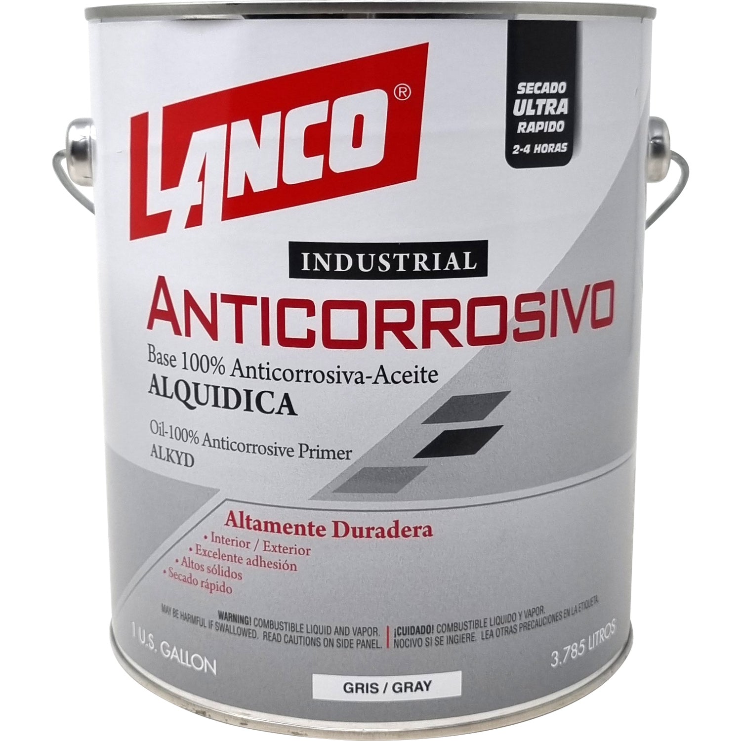 Anticorrosivo Industrial de secado ultra rapido. Color Gris. 1 Galon. Alta durabilidad.