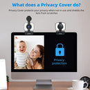 Cámara web HD 1080P con enfoque automático, anillo de luz, protector de privacidad y trípode