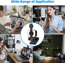 Cámara web HD 1080P con enfoque automático, anillo de luz, protector de privacidad y trípode