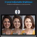 Cámara web HD 1080P con enfoque automático, anillo de luz, protector de privacidad y trípode