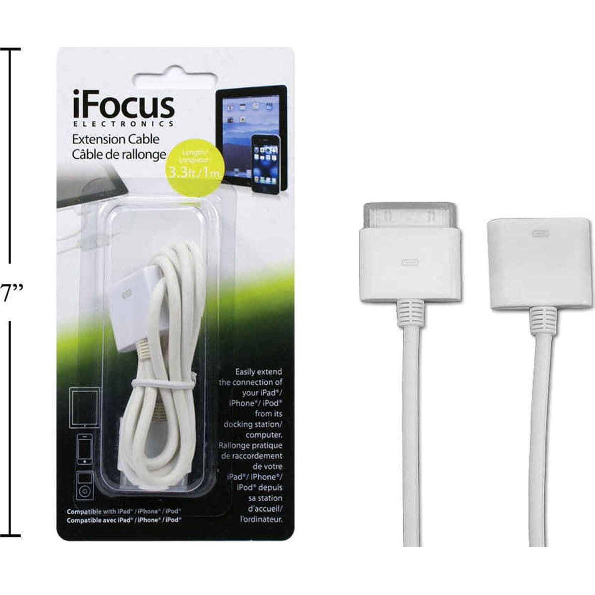 Ifocus, Cable De Extensión De 3.3 Pies Para Ipad / Iphone / Ipod, B / C