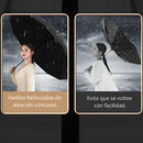 Paraguas Invertido Antiviento con Protección UV. Sombrilla Plegable, Impermeable y Reforzada. Color Negro.