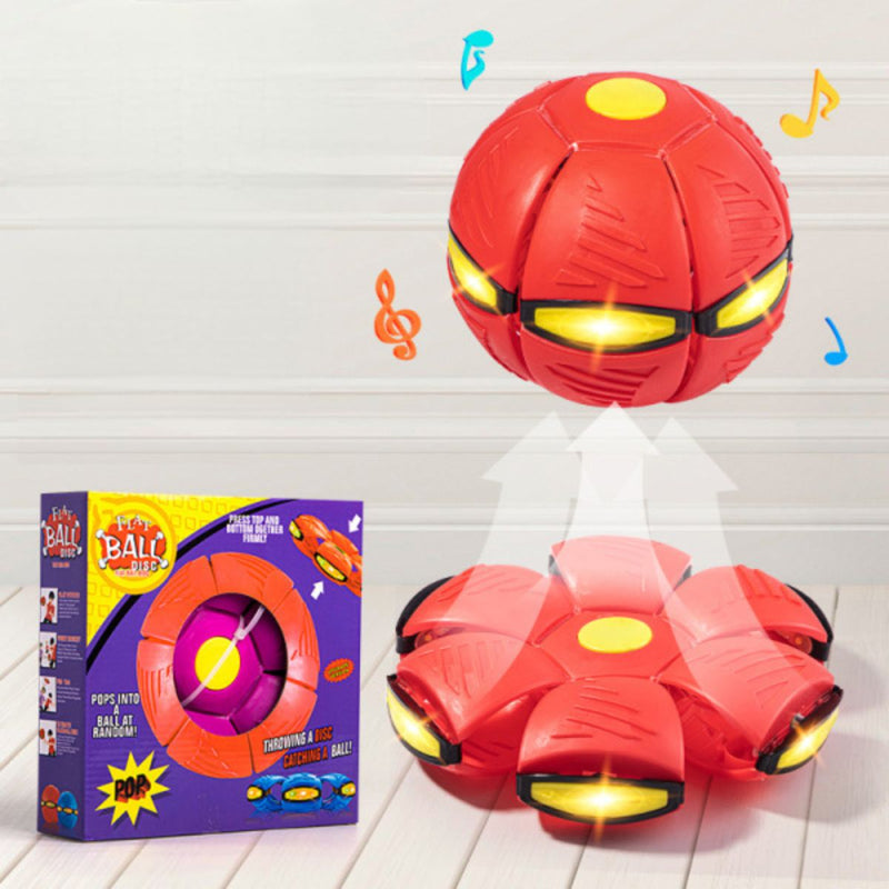 Pelota Transformable 2 en 1. Se Transforma en Disco. Juguete Interactivo con Luz LED.