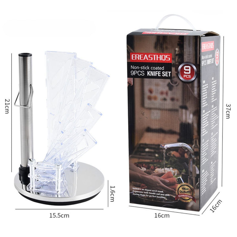 Cuchillos de Cocina Profesionales. Set de 9 piezas. Juego de cuchillos con tijera, pelador y afilador.