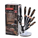 Cuchillos de Cocina Profesionales. Set de 9 piezas. Juego de cuchillos con tijera, pelador y afilador.