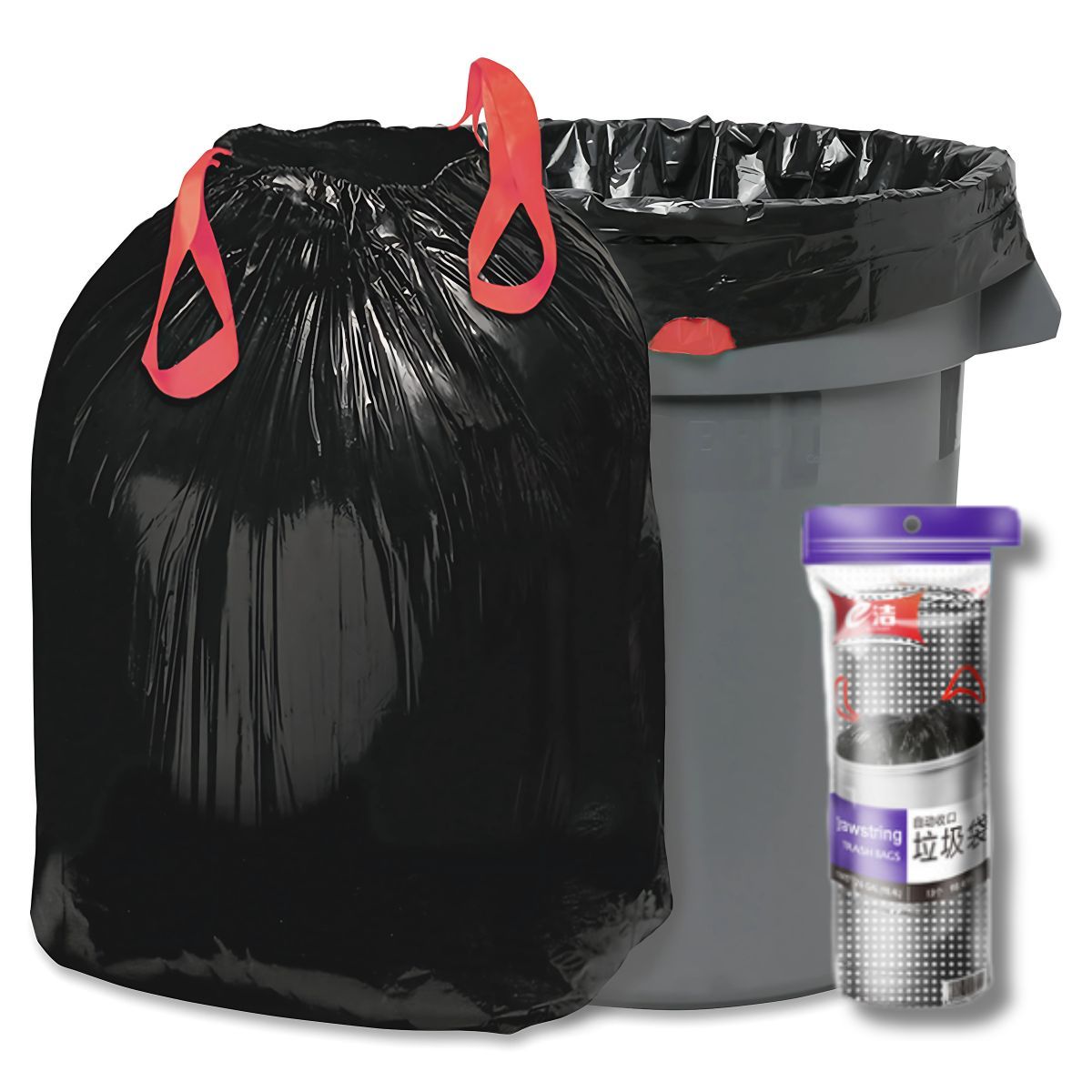 Bolsas de basura de 98.4L. (Pack de 13 unidades) Bolsas de residuo 71.1cm x 81.3cm. Cartuchos Color negro.