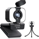 Cámara web HD 1080P con enfoque automático, anillo de luz, protector de privacidad y trípode
