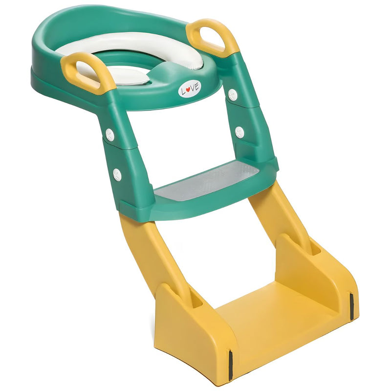 Asiento escalera de entrenamiento silla de inodoro para niños. (2 en 1) Escalera infantil Potty trainer. Escalerita para bebe. Color verde.