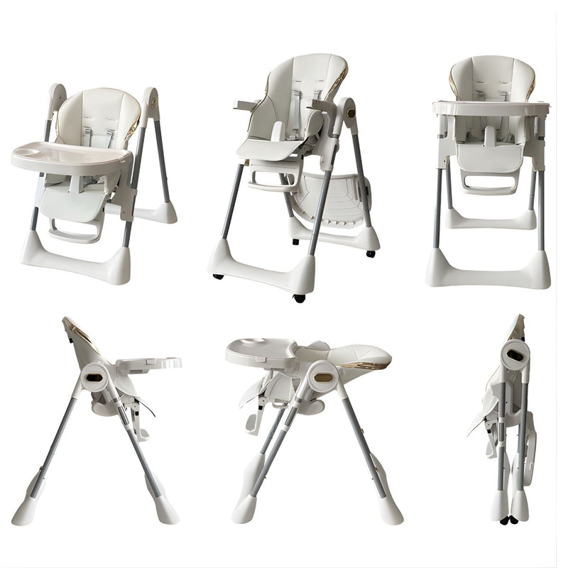 Silla de Comer para Bebés y Niños. Silla Alta Multifuncional Reclinable y Plegable. Trona Evolutiva con Altura Ajustable y Ruedas. Silla de Alimentación.