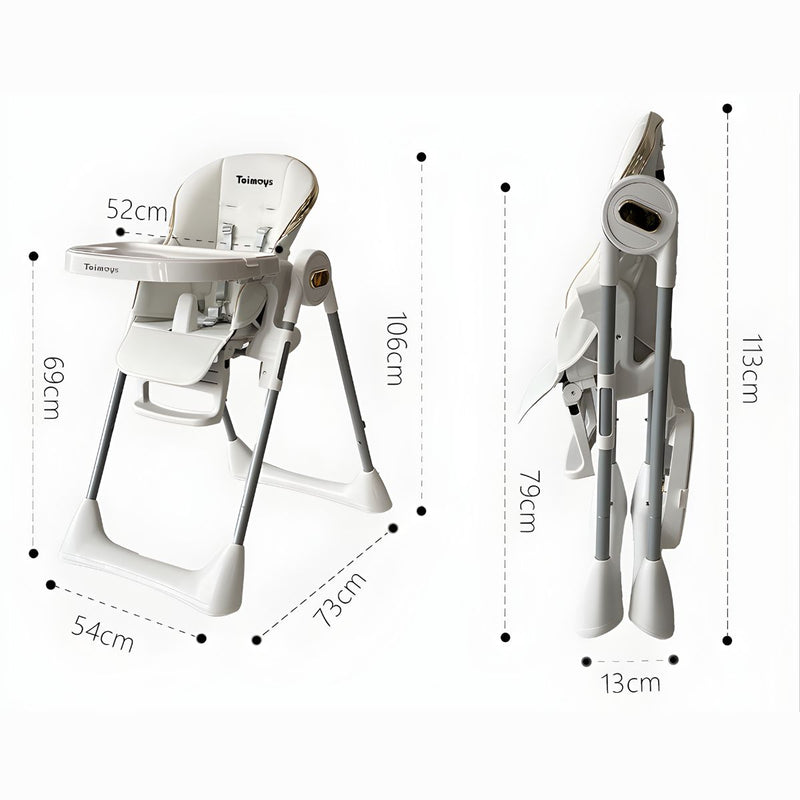Silla de Comer para Bebés y Niños. Silla Alta Multifuncional Reclinable y Plegable. Trona Evolutiva con Altura Ajustable y Ruedas. Silla de Alimentación.