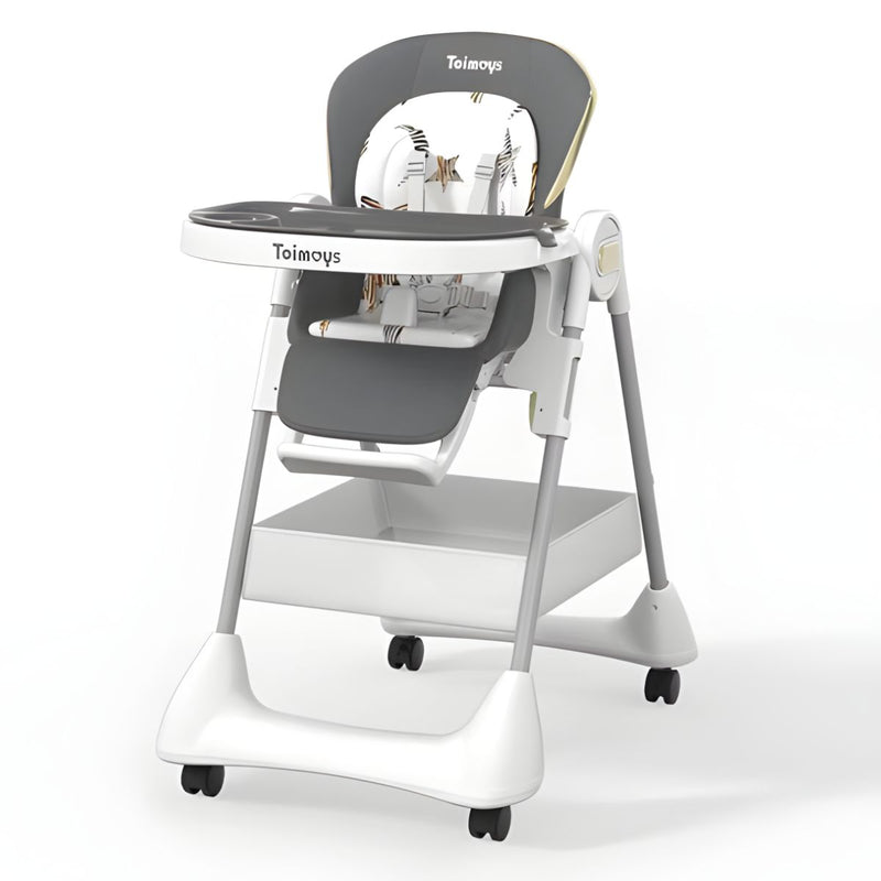 Silla de Comer para Bebés y Niños. Silla Alta Multifuncional Reclinable y Plegable. Trona Evolutiva con Altura Ajustable y Ruedas. Silla de Alimentación.