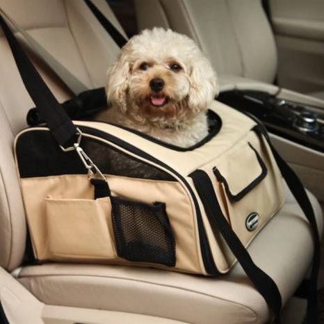 Silla Transportadora Protectora Para Mascotas. 2 Funciones En 1 Bolsa Y Silla. Color Crema.