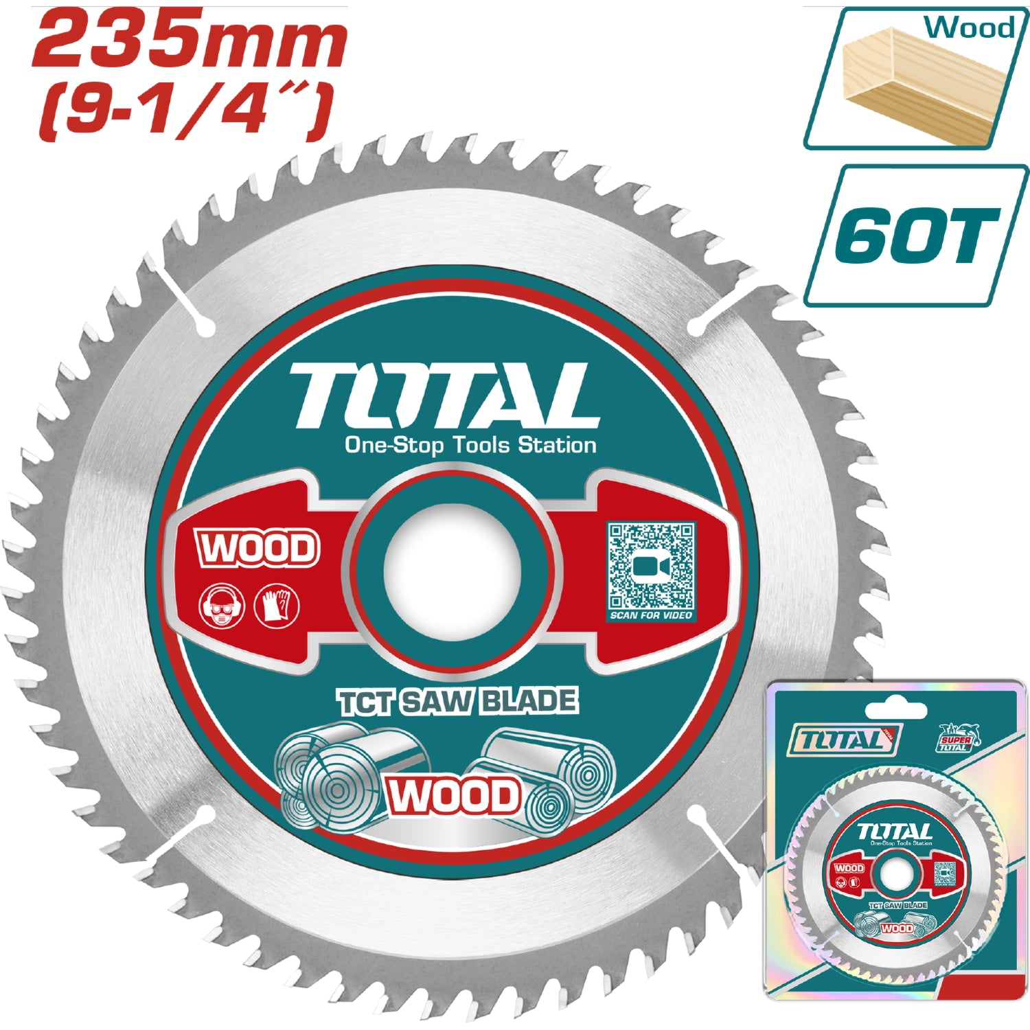 Disco de corte sierra TCT 9 1/4" 60T anillo reductor 16-25.4mm corte de madera. Sierra circular.