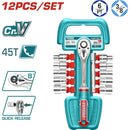 Dados Socket 3/8" Surtidos y mango socket de liberación rápida. Cr-V. 45T. Set de 12 piezas.