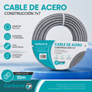 Guaya De Acero Inoxidable 304. Cable Metálico 7x7 de 0.0158 kg/m Para Tensar Y Sujetar (2mmx10m)
