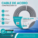 Guaya De Acero Inoxidable 304. Cable Metálico 7x7 de 0.0158 kg/m Para Tensar Y Sujetar (2mmx20m)