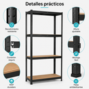 Estantería Metálica de 5 Repisas Ajustables (180x90x40cm). Estante Organizador de Acero con Capacidad de 175Kg por Nivel.