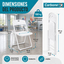 Silla Plegable  de Plástico y Hierro Portátil Impermeable. Ideal para Hogar, Negocios y Eventos. Capacidad 100 kg (48x42x73.5 cm) Color Blanco