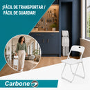 Silla Plegable  de Plástico y Hierro Portátil Impermeable. Ideal para Hogar, Negocios y Eventos. Capacidad 100 kg (48x42x73.5 cm) Color Blanco