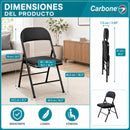 Silla Plegable Carbone Negra Acolchada de Acero con Cuero Sintético Portátil para Hogar, Oficina, Eventos y Negocios (46x 46x79 cm)