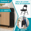 Silla Plegable Carbone Negra Acolchada de Acero con Cuero Sintético Portátil para Hogar, Oficina, Eventos y Negocios (46x 46x79 cm)