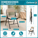 Silla Plegable Carbone Beige Acolchada de Acero con Tejido Tipo Lino Portátil para Hogar, Oficina, Eventos y Negocios (46x 46x79 cm)