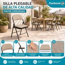 Silla Plegable Carbone Beige Acolchada de Acero con Tejido Tipo Lino Portátil para Hogar, Oficina, Eventos y Negocios (46x 46x79 cm)