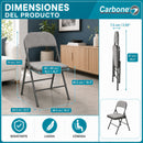 Silla Plegable Carbone Gris Acolchada de Acero con Tejido Tipo Lino Portátil para Hogar, Oficina, Eventos y Negocios (46x 46x79 cm)