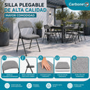 Silla Plegable Carbone Gris Acolchada de Acero con Tejido Tipo Lino Portátil para Hogar, Oficina, Eventos y Negocios (46x 46x79 cm)
