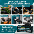 Guantes de Nitrilo Negros 8 Mil (0.20 mm) Monster Gloves Carbone. Ultra Resistentes y Difíciles de Romper.  Uso Industrial Mecánico y Automotriz. Caja 100 Unds