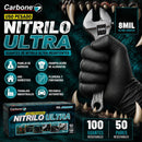 Guantes de Nitrilo Negros 8 Mil (0.20 mm) Monster Gloves Carbone. Ultra Resistentes y Difíciles de Romper.  Uso Industrial Mecánico y Automotriz. Caja 100 Unds
