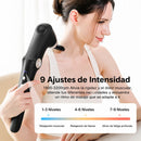 Pistola de Masaje Muscular Recargable USBC 1500 mAh y 7.4V con terapia Calor y Frío. Masajeador Eléctrico Corporal Ajustable de 9 Velocidades y 10 Cabezales (43x11cm)