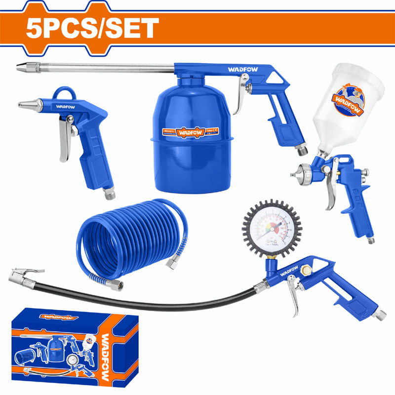 Herramientas Neumáticas Pistola de Aire, Pulverizadora, Inflador de Neumáticos. Set de 5 pzas.
