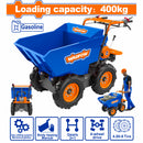 Mini Carretilla a Gasolina 4.8Kw (6.5HP) Carga Max 400kg 4x4 con Volteo Manual y Caja Cargadora, Transmisión 3+1 Carreta