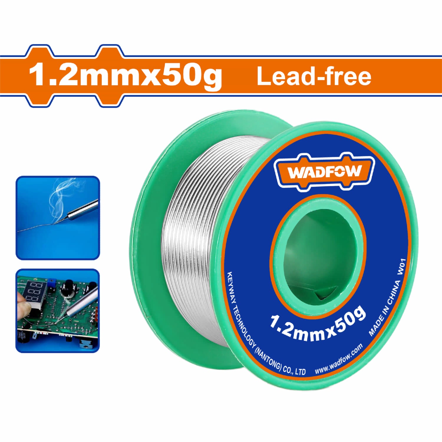 Rollo cautin estaño alambre de soldadura sin plomo 1.2mmx50g Soldar en 227°C Carrete Hilo 99.3%Sn+0.7%Cu