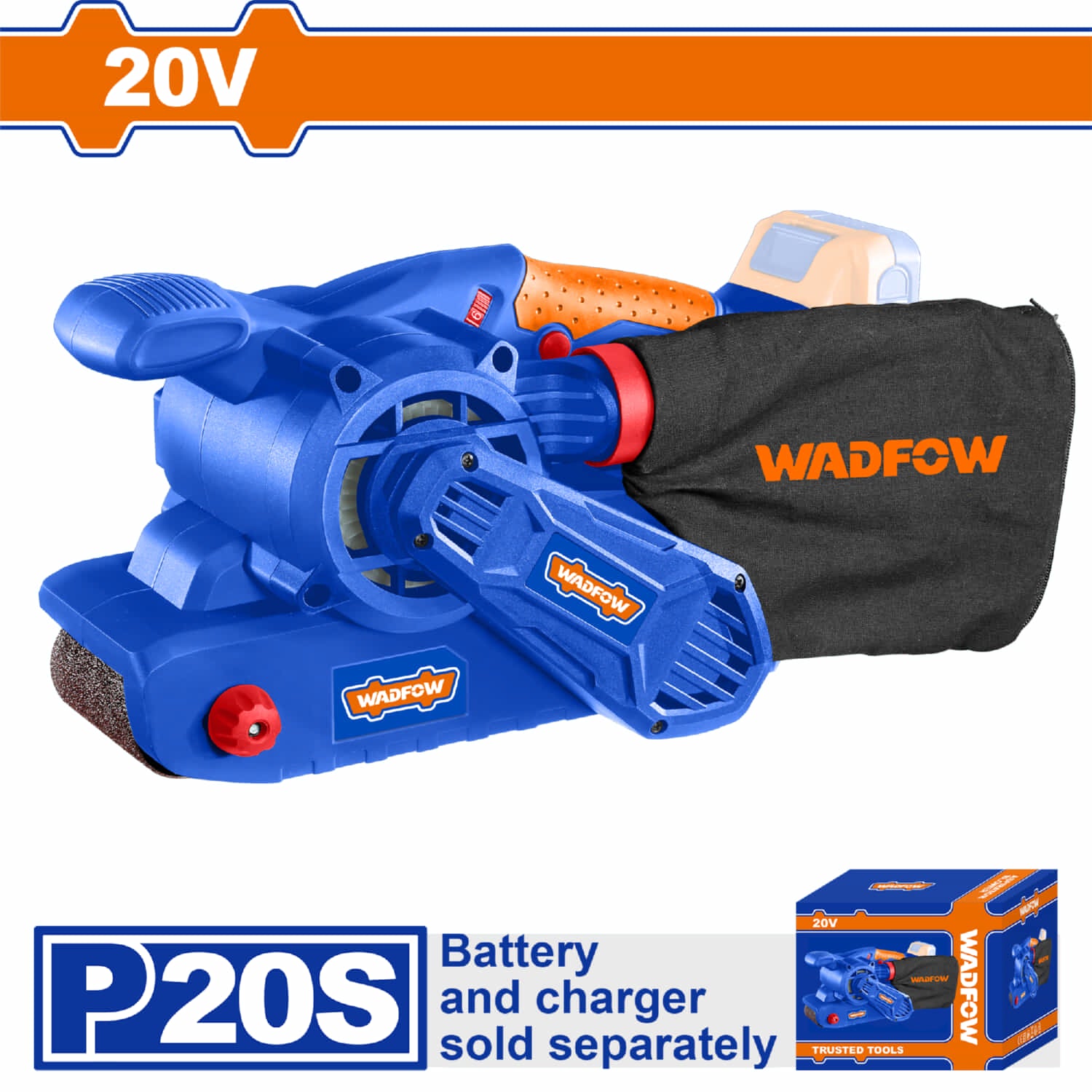 Lijadora de Banda 20V Veloc sin carga 180-300 m/min Pule madera y metal. Batería y cargador por separado.