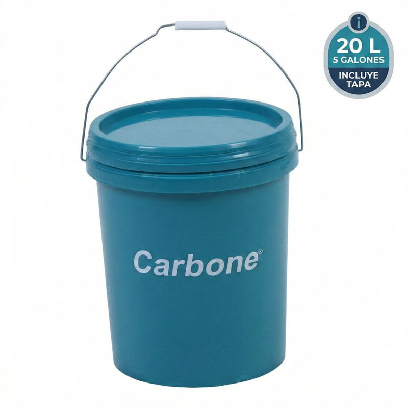 Cubo De Plástico 5 Galones Con Tapa Multiusos 20 Litros (5.28 Galones). Ideal Para Líquidos, Basura, Pintura. Cubeta Carbone. Tanque