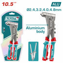 Remachadora manual 10.5" Cuerpo de aluminio.Compatible con remaches de 2.4mm, 3.2mm,4mm,4.8mm