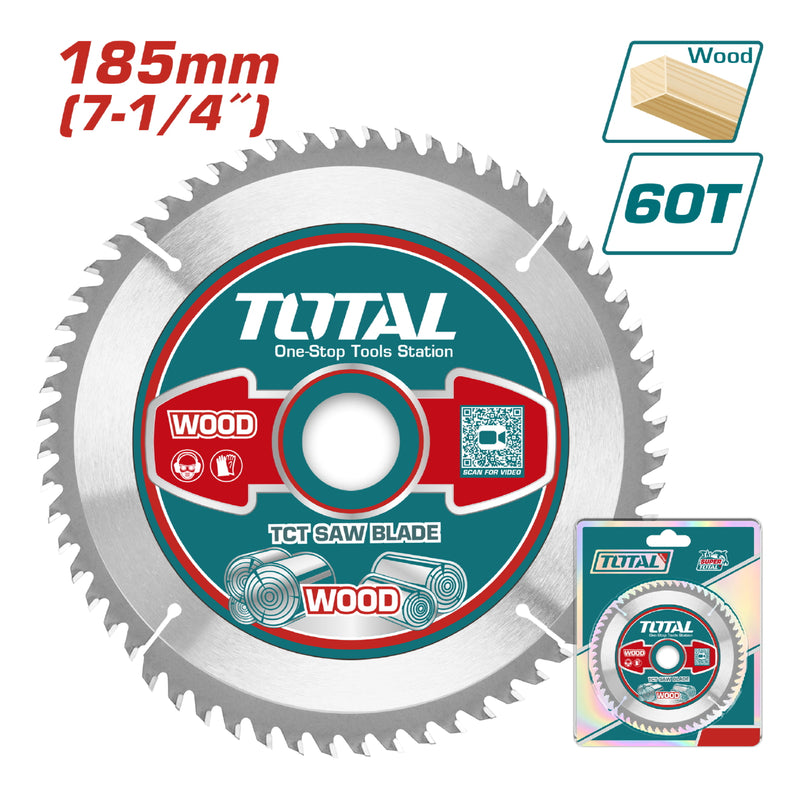 Disco corte madera 185mm(7-1/4") 60T,arbor:20mm Reduction ring:16mm